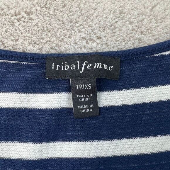 Womens Summer Boho Maxi Dress Tribal femme Size XS Navy Stripe Gold Tie Tassel - Picture 5 of 12